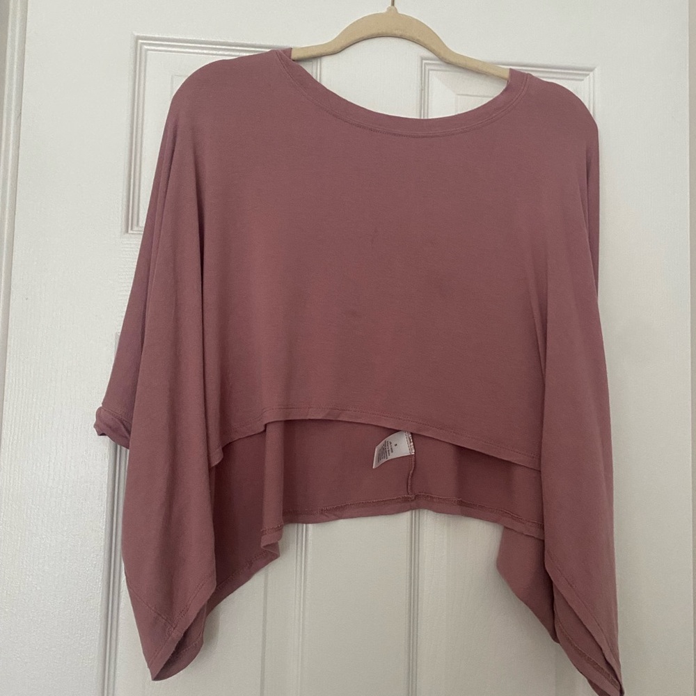 Altar'd State Pink Asymmetrical Dolman Sleeve Crop Top